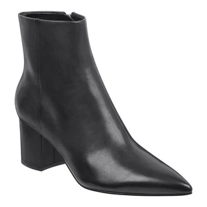 Marc Fisher Jarli Pointy Boots Size 8 Black Leather Bootie Quiet Luxury Staple - Picture 1 of 16