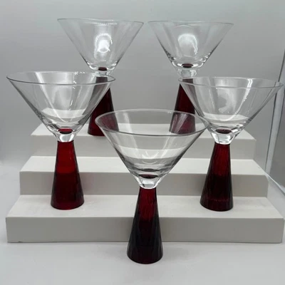 Vástago de rubí corte panal vidrio Martini soplado a mano Artland Prescott 5 Foto 1 de 4