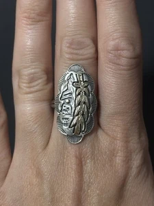 Phil Pvo Kiowa Sterling Silver 14k Gold Overlay Ring Size 6 - Picture 1 of 10