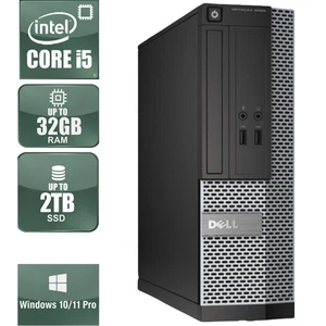 Dell Desktop Tower | Intel i5 | 32GB Memory | 2TB SSD+HDD | Windows 11/10 Pro - Picture 1 of 6