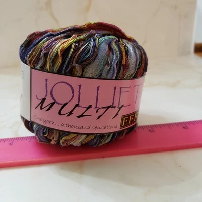 Filati FF JOLLIET Ruffled Ribbon Yarn Skein #207 Navy/Brick ITALY FFF 50g/47 yds - Image 1 of 4