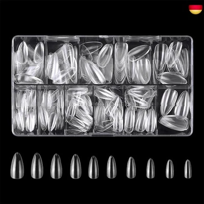 AIUOVEW Nageltips Kurz Ovale - 500 Stück Nail Tips Full Cover Transparent Falsche
