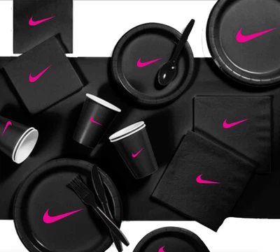 Juego de vajilla personalizado Sw00sh fiesta, fiesta de cumpleaños de 60 piezas en total-negro Foto 1 de 4