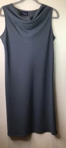 Hillard + Hanson Women's Size 8 Grey Pinstripe Sleeveless Shift Dress Drape Neck - Picture 1 of 13