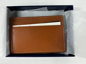 POLO RALPH LAUREN LEATHER MONEY CLIP CARD CASE WALLET BROWN #405913731001-NWT - Picture 1 of 2