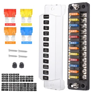 12-Way Blade Fuse Box Block Holder LED Indicator 10V-32V Auto Marine UNIVERSAL - Bild 1 von 15