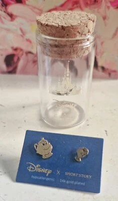 Pendientes Beauty & Beast Short Story Mrs Potts & Chip Gold Nuevos con Etiquetas Foto 1 de 4