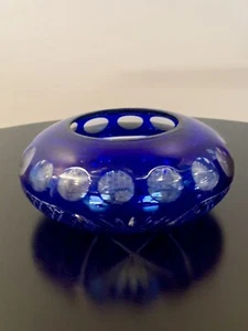 BOHEMIAN CZECHOSLOVAKIA COBALT BLUE CRYSTAL BOWL - Picture 1 of 5
