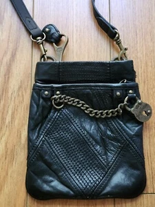 Vintage Juicy Couture Black Leather Chain Gothic Crossbody Shoulder Bag (S) - Picture 1 of 18