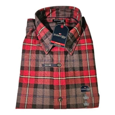 NWT St John’s Bay Red Plaid Mens Xl Long Sleeved  Dress Shirt Button Down New - Image 1 of 4