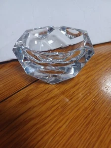 Vintage Val St. Lamert Round Octagon Signed Ashtray Art Glass Clear Nice - Picture 1 of 17