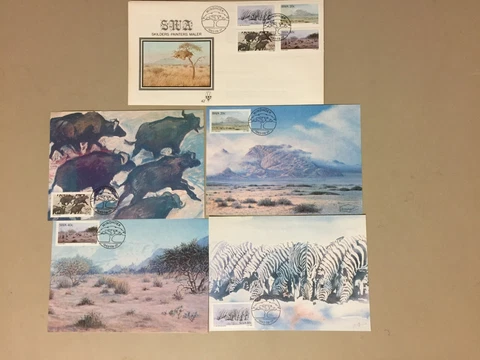 Set of four maxi cards+fdc-SWA PAINTINGS Cover