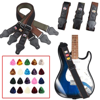 Electric Guitar Strap Adjustable Leather Belt Acoustic Electric Bass Accessories - image 1 of 4