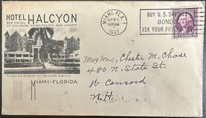 1931 US #720 on Hotel Halcyon Cover, Miami cncl *d - Picture 1 of 2