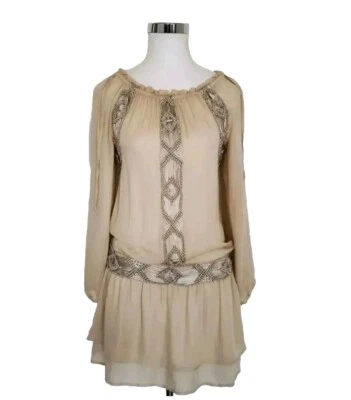 Haute Hippie Women's Mini Flare Dress 100% Silk Beige New Size 2 XS NEW $799.00 - Image 1 of 4