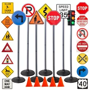 Attatoy Large Traffic Signs Playset (32pc Set), 42in Tall Street Sign and Tra... - Picture 1 of 9