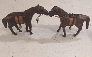 Vintage Leather Horse Set Of 2 Handmade over 7" tall  - Picture 1 of 14