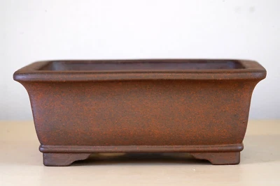 Japanese Bonsai Pot Tokoname REIHO 6.2"(15.8cm) Brown Unglazed Rectangle G654 - Image 1 of 4