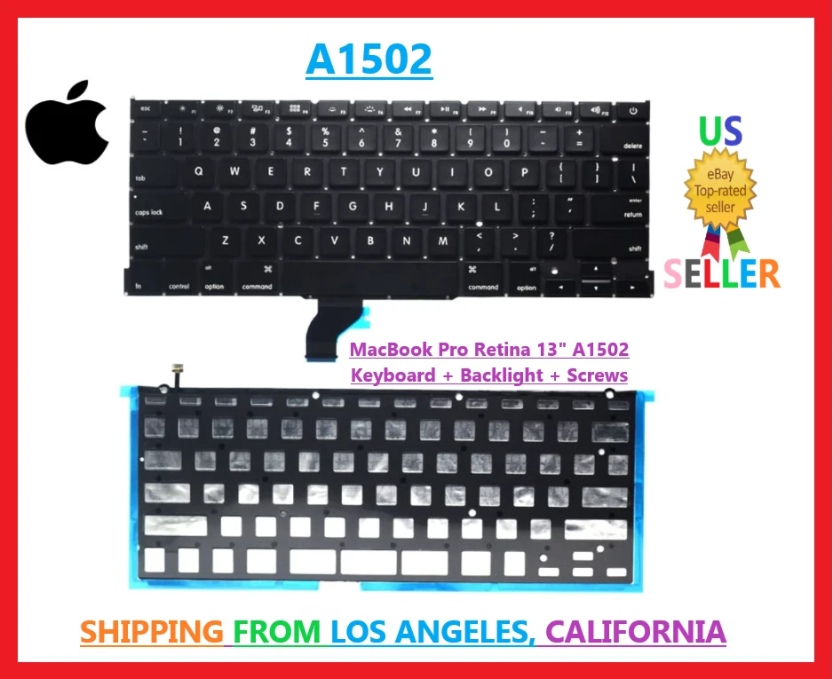 🔥MacBook Pro A1502 13" US Keyboard Backlight Screws Late 2013-Early 2015 ME866 - Изображение 1 из 2