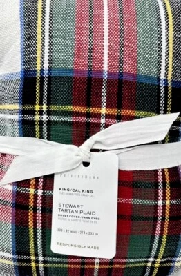 Juego de edredón Pottery Barn Stewart tartán a cuadros King y 2/falso estándar marfil nuevo con etiquetas Foto 1 de 3