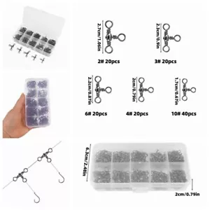 5 Size 120pcs 3 Way Swivels Cross Line Barrel T-Turn Swivel Surf Fishing Tackle - Picture 1 of 24