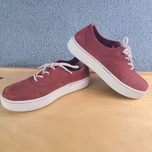 BORN Sven 6.5 Shoes F47305 Red Burgundy Suede Leather Lace Up Sneakers Womens - Picture 1 of 10