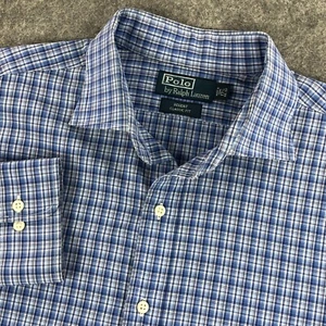 Polo Ralph Lauren Men Button Up Shirt XL 17.5 Neck Blue Plaid REGENT Long Sleeve - Picture 1 of 10