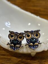 Jos. A Bank Signed Owl Cufflinks Silver Toned