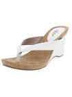 Style & Co Chicklet Women's 9 M White Leather Thing Wedge Sandals