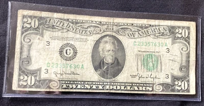 $20.00 Federal Reserve Note  1950 Philadelphia, circulated - Image 1 of 4