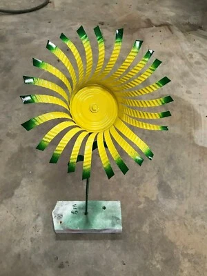 All recycled metal flower home garden stake yard art lawn ornament 22" tall - Image 1 of 3