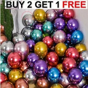 5" 10" 100 CHROME BALLOONS METALLIC LATEX PEARL Helium Baloons Birthday Party UK - Picture 1 of 12