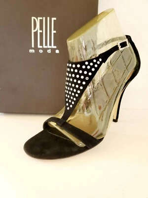 PELLE MODA Taurus Women's Black Suede W/ Crystals -  Evening High Heels - 9M NEW - Image 1 of 4