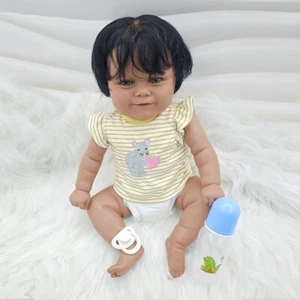 Black Reborn Baby Doll Soft Vinyl Toddler Painted African American Baby Girl Toy - Picture 1 of 8