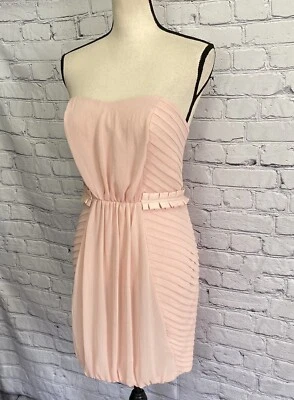 BCBGeneration Women’s Sexy Pink Dress Strapless Pleated Boned Top NWT Size 8 - Image 1 of 4