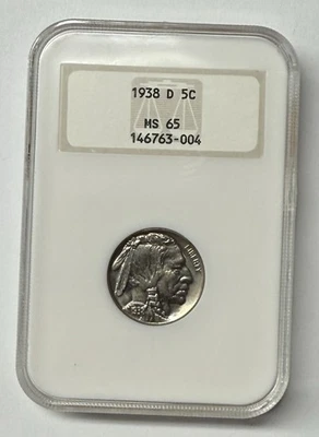 1938-D Old Fatty Holder NGC MS65 Buffalo Nickel Blue Toning - Image 1 of 3