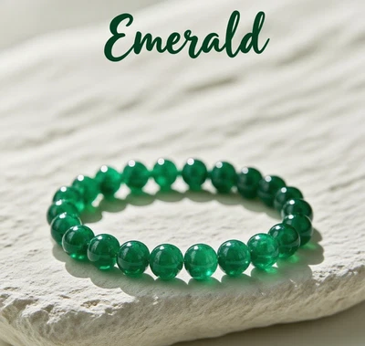 Natural Green Emerald Stretch Bracelet 8mm Beads Healing Balance Crystal Gifts Foto 1 de 4
