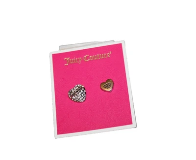 Juicy Couture Earrings multi tone heart & crystal mismatch ladies - Image 1 of 2