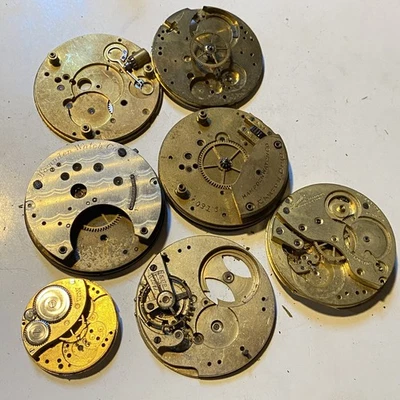 BULK DEAL LOT OF PARTIAL POCKET WATCH MOVEMENTS - FOR PARTS OR RESTORATION - Image 1 of 2