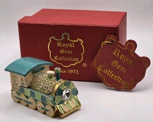 Royal Gem Colletion Train Enameled Austrian Crystals Trinket Box - Picture 1 of 9