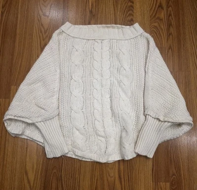 Suéter Loft Mujer XS/S Marfil Crema Cable Capa Poncho Tejido Rayón Lana Grunge  Foto 1 de 4