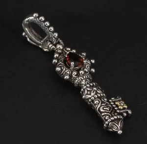 BARBARA BIXBY Sterling 925 & 18K Gold Schlüssel Granat Edelstein Verstärker Anhänger - Bild 1 von 7