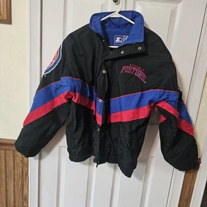 Chaqueta aislante de baloncesto Detroit Pistons talla pequeña NBA Starter abrigo vintage - Imagen 1 de 18