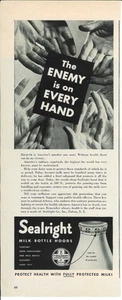 1942 SEALRIGHT Milchflaschenhauben Verschlüsse Vintage Zeitschrift Druck Werbung - Bild 1 von 1