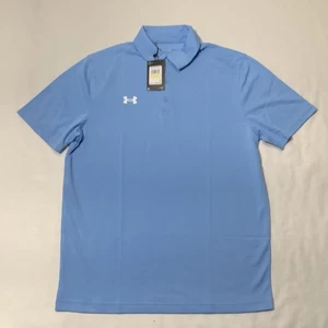 Under Armour Shirt Mens Medium Blue Team Tech Polo Performance Golf Athletic - Picture 1 of 6