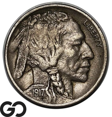 1917-D Buffalo Nickel, Choice XF Better Date Denver Issue - Image 1 of 3