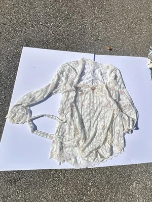 Vintage 80s Lingerie Bodysuit With Robe Lace And Ribbons Night Moves Size M - Image 1 of 4