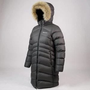 MARMOT MONTREAL BLACK 700% FILL POWER DUCK DOWN ZIP OFF HOOD COAT SIZE LARGE - Picture 1 of 7