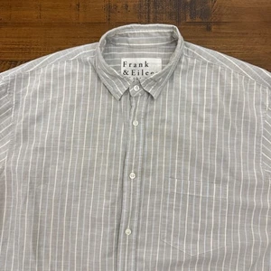 Frank & Eileen Mens Striped Button Down Shirt Gray White Casual Sz L - Picture 1 of 4