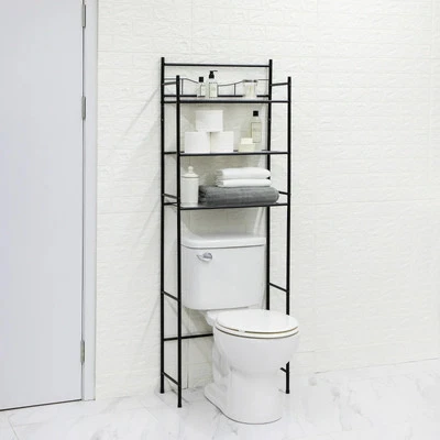 Mainstays 3-Shelf over the Toilet Steel Wall Mount Storage Shelf Unit, Black, Ho - Image 1 of 4